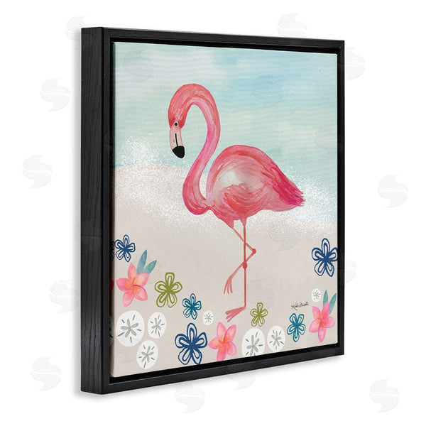 Stupell Industries Katie Doucette | Flamingo Among Sand Dollars Flowers Beach Shore Wall Art