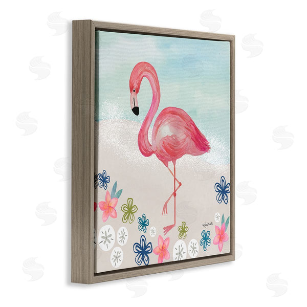 Stupell Industries Katie Doucette | Flamingo Among Sand Dollars Flowers Beach Shore Wall Art