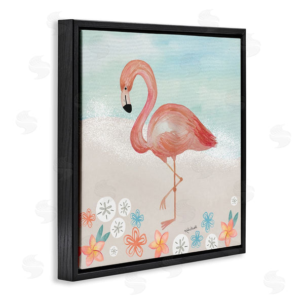 Stupell Industries Katie Doucette | Flamingo Standing Shoreline Various Sand Dollars Botanicals Wall Art