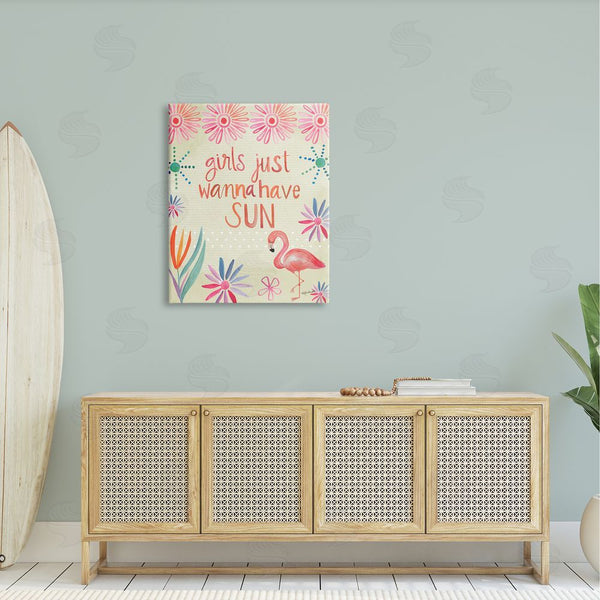 Stupell Industries Katie Doucette | Girls Wanna Have Sun Tropical Summer Floral Pattern Wall Art