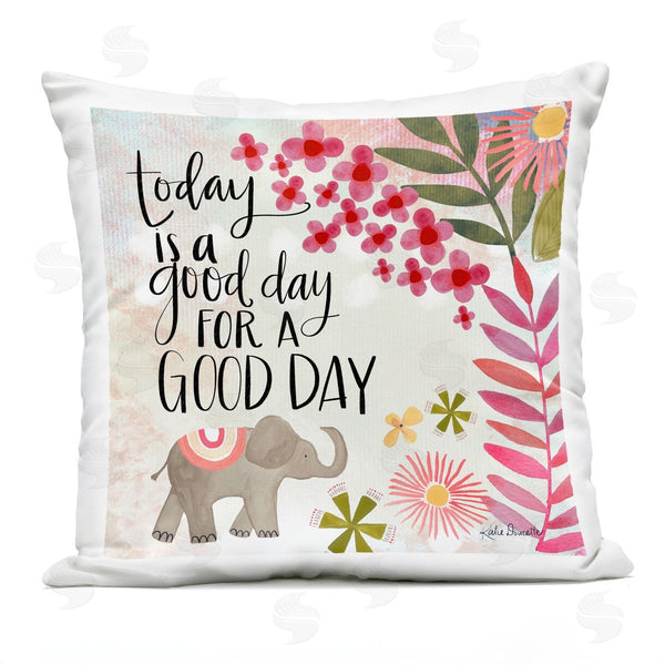 Stupell Industries Katie Doucette | Good Day Floral Blossom Pattern Elephant Printed Throw Pillow