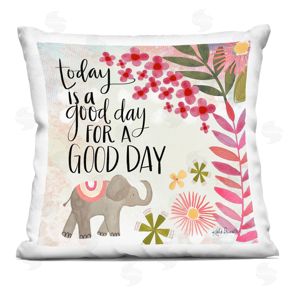 stupell industries Katie Doucette | Good Day Floral Blossom Pattern Elephant Printed Throw Pillow