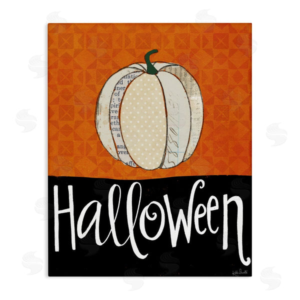 stupell industries Katie Doucette | Halloween Festive Holiday Greeting Patterned Pumpkin Gourd Wall Art