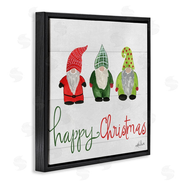 Stupell Industries Katie Doucette | Happy Christmas Jolly Holiday Gnomes Patterned Hats Wall Art