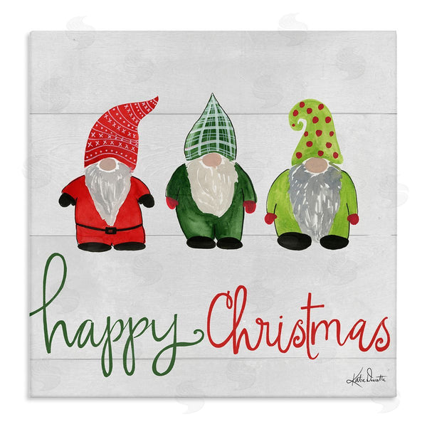 stupell industries Katie Doucette | Happy Christmas Jolly Holiday Gnomes Patterned Hats Wall Art