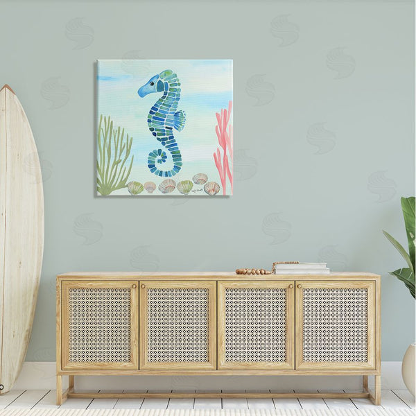 Stupell Industries Katie Doucette | Mosaic Seahorse Clam Seashells Ocean Floor Reef Wall Art