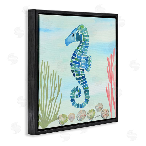 Stupell Industries Katie Doucette | Mosaic Seahorse Clam Seashells Ocean Floor Reef Wall Art