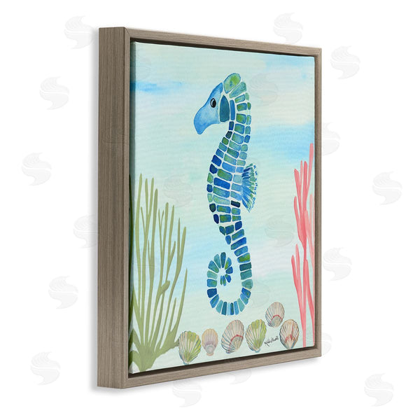 Stupell Industries Katie Doucette | Mosaic Seahorse Clam Seashells Ocean Floor Reef Wall Art