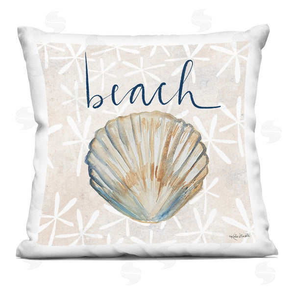 stupell industries Katie Doucette | Nautical Pattern Clam Shell Beach Calligraphy Printed Throw Pillow