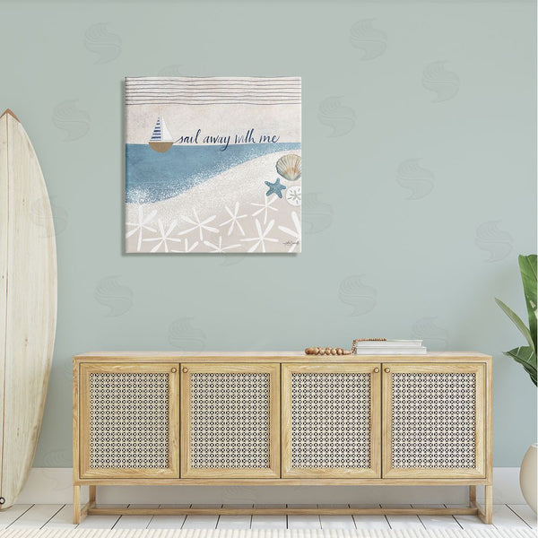 Stupell Industries Katie Doucette | Sail Away With Me Patterned Beach Wall Art
