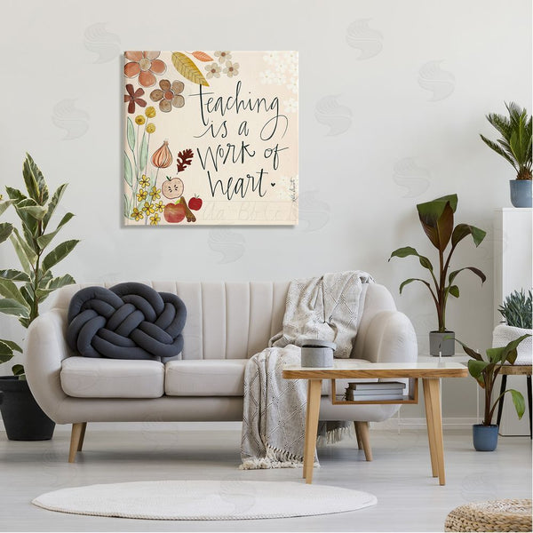 Stupell Industries Katie Doucette | Teaching Is Work Of Heart Floral Wall Art