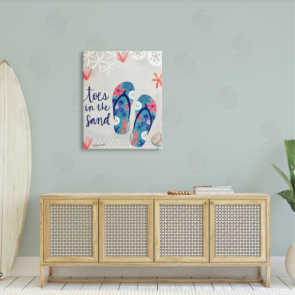 Stupell Industries Katie Doucette | Toes In Sand Varied Beach Botanical Patterned Flip-Flops Wall Art