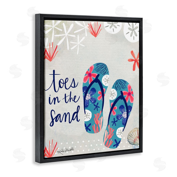 Stupell Industries Katie Doucette | Toes In Sand Varied Beach Botanical Patterned Flip-Flops Wall Art