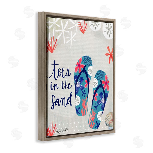 Stupell Industries Katie Doucette | Toes In Sand Varied Beach Botanical Patterned Flip-Flops Wall Art
