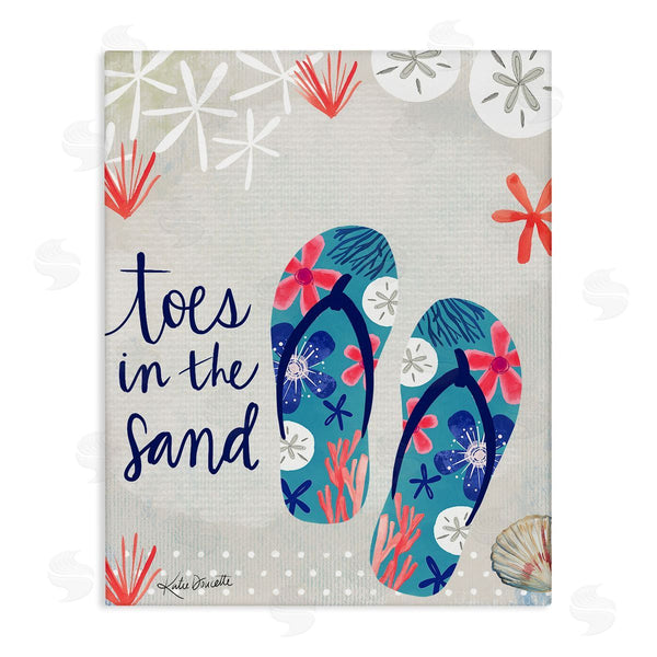 stupell industries Katie Doucette | Toes In Sand Varied Beach Botanical Patterned Flip-Flops Wall Art