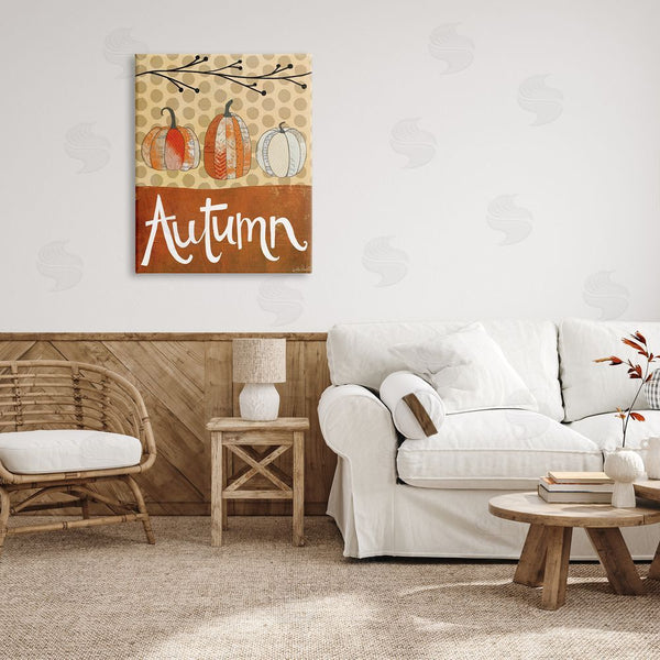Stupell Industries Katie Doucette | Traditional Autumn Pumpkin Illustration Abstract Pattern Gourds Wall Art