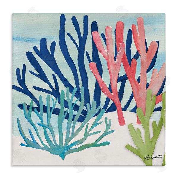 stupell industries Katie Doucette | Underwater Sea Life Blue Pink Ocean Coral Reef Wall Art
