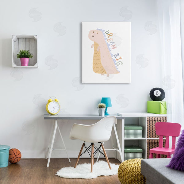 Stupell Industries Katie Griggs | Dream Big Pastel T-Rex Wall Art