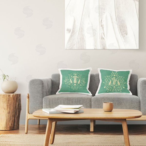 Stupell Industries Katie O'Shea | Boho Symmetrical Rabbits Printed Throw Pillow Set