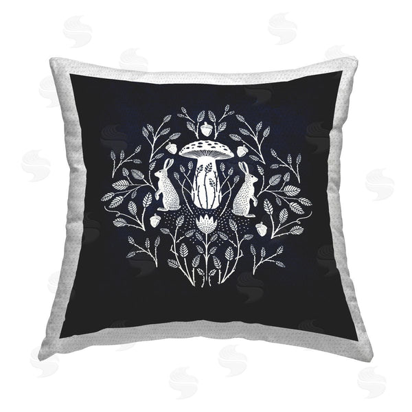 Stupell Industries Katie O'Shea | Botanical Rabbits & Mushroom Printed Throw Pillow