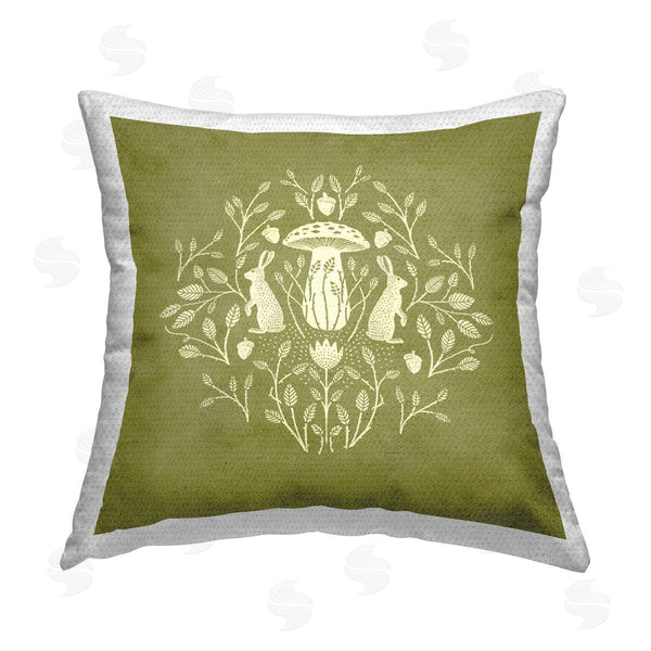 Stupell Industries Katie O'Shea | Cottagecore Mushroom & Rabbits Printed Throw Pillow