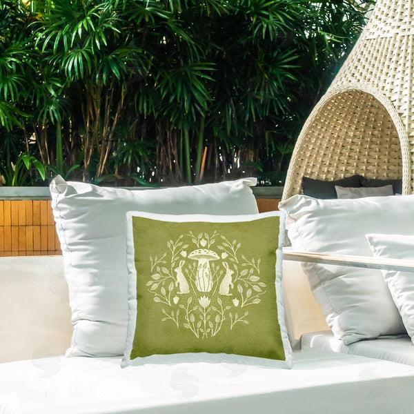 Stupell Industries Katie O'Shea | Cottagecore Mushroom & Rabbits Printed Throw Pillow
