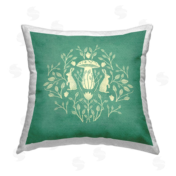 Stupell Industries Katie O'Shea | Floral Herbs With Rabbits Printed Throw Pillow