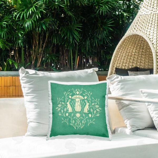 Stupell Industries Katie O'Shea | Floral Herbs With Rabbits Printed Throw Pillow