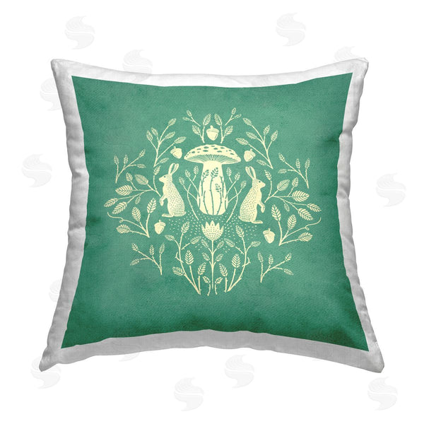 stupell industries Katie O'Shea | Floral Herbs with Rabbits Printed Throw Pillow