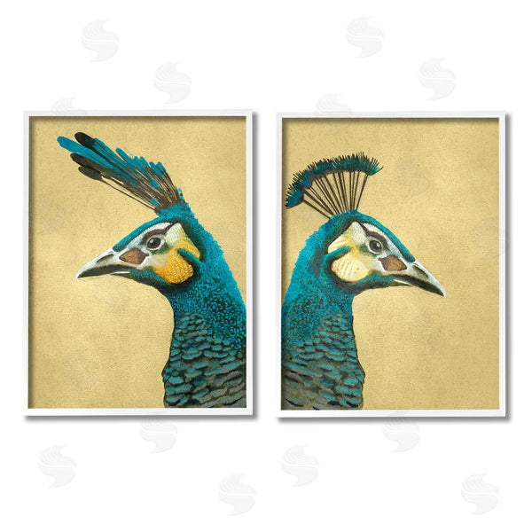 Stupell Industries Katie O'Shea | Teal Peacock Portraits