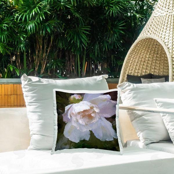 Stupell Industries Katie Swatland | Ruffled Petals White Flower Printed Throw Pillow