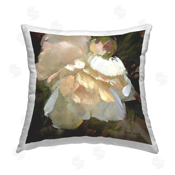 stupell industries Katie Swatland | Ruffled White Flower Printed Throw Pillow