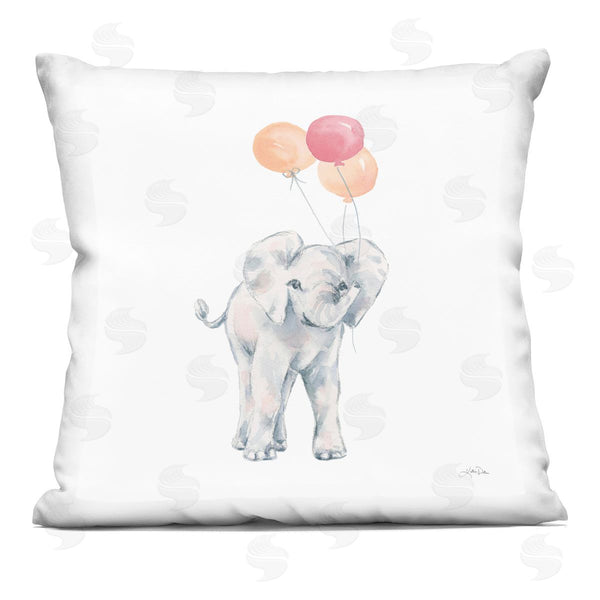 stupell industries Katina Pete | Baby Elephant Holding Balloons Printed Throw Pillow