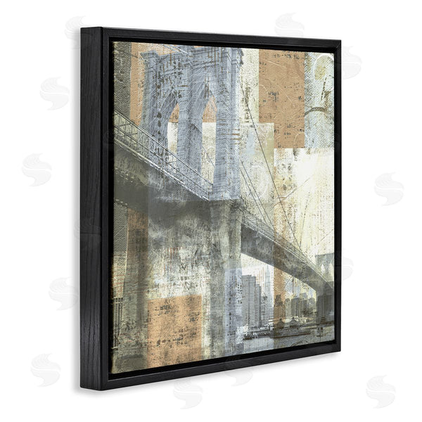 Stupell Industries Katrina Craven | Abstract Collaged Cityscape Arched Bridge Water Boats Wall Art