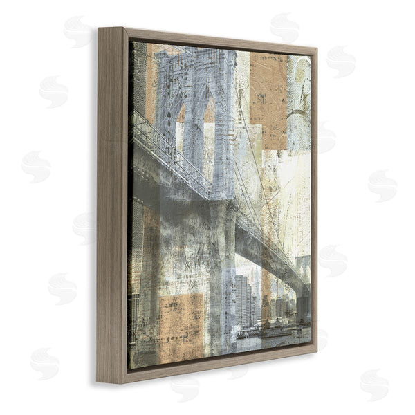 Stupell Industries Katrina Craven | Abstract Collaged Cityscape Arched Bridge Water Boats Wall Art