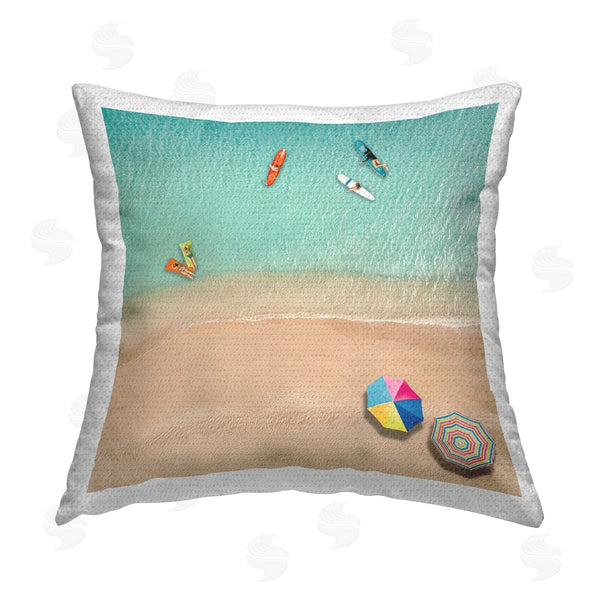 Stupell Industries Katrina Craven | Aerial Swimming Beachgoers Printed Throw Pillow