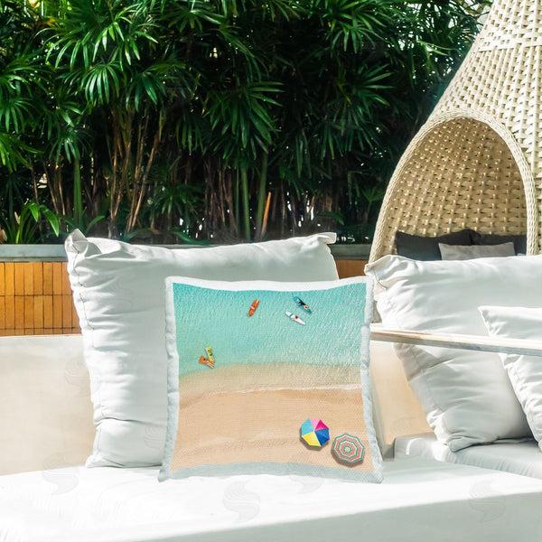Stupell Industries Katrina Craven | Aerial Swimming Beachgoers Printed Throw Pillow
