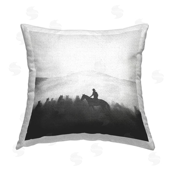 Stupell Industries Katrina Craven | Cowboy In Foggy Scene Printed Throw Pillow