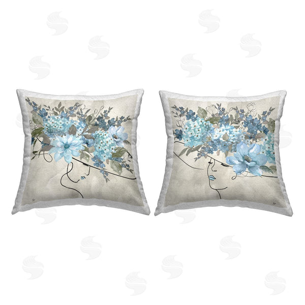 Stupell Industries Katrina Craven | Female Figure Floral Hat Printed Throw Pillow Set