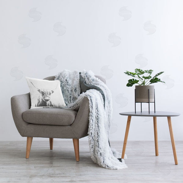 Stupell Industries Katrina Craven | Longhorn Sketch In Grey Printed Throw Pillow