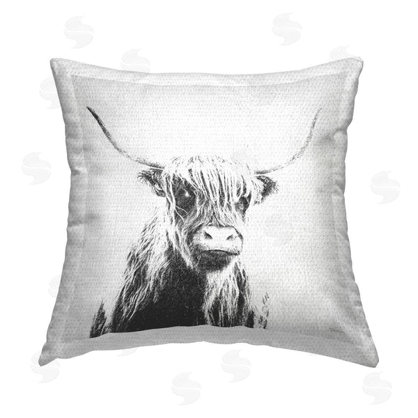 Stupell Industries Katrina Craven | Longhorn Sketch In Grey Printed Throw Pillow