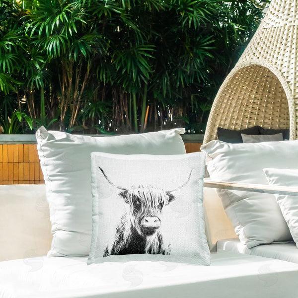 Stupell Industries Katrina Craven | Longhorn Sketch In Grey Printed Throw Pillow