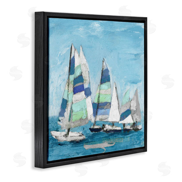 Stupell Industries Katrina Craven | Nautical Striped Sail Boats Summertime Ocean Painting Wall Art