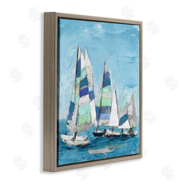 Stupell Industries Katrina Craven | Nautical Striped Sail Boats Summertime Ocean Painting Wall Art
