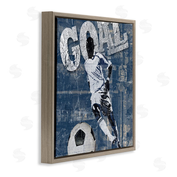 Stupell Industries Katrina Craven | Soccer Player Goal Text Vintage Weathered Sign Wall Art