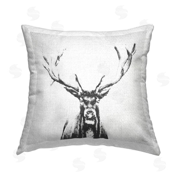 Stupell Industries Katrina Craven | Stag Sketch In Grey Printed Throw Pillow