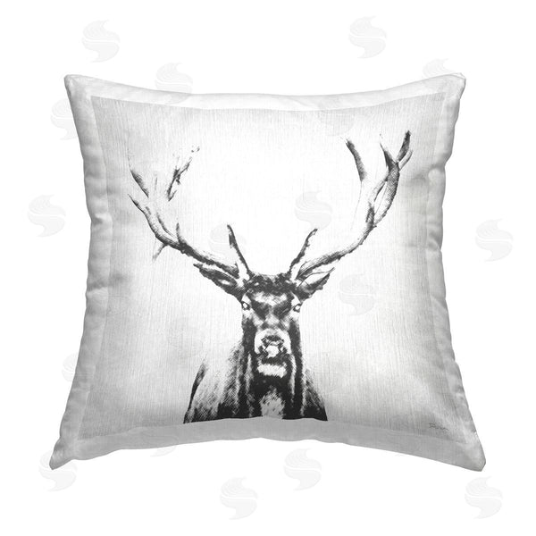 stupell industries Katrina Craven | Stag Sketch in Grey Printed Throw Pillow