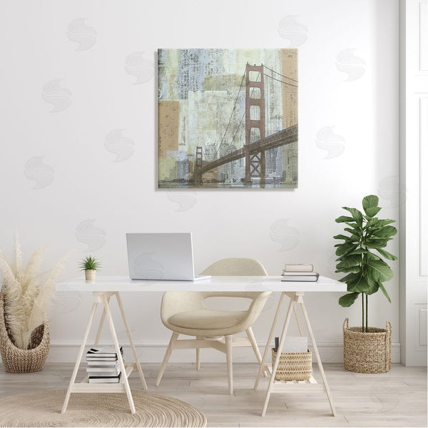 Stupell Industries Katrina Craven | Tall Water Bridge Abstract Blocked Metropolis City Wall Art