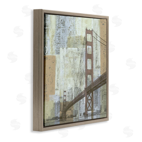 Stupell Industries Katrina Craven | Tall Water Bridge Abstract Blocked Metropolis City Wall Art