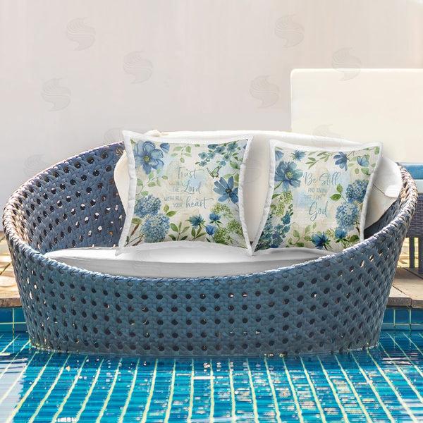 Stupell Industries Katrina Craven | Trust Be Still Blue Hydrangea Printed Throw Pillow Set